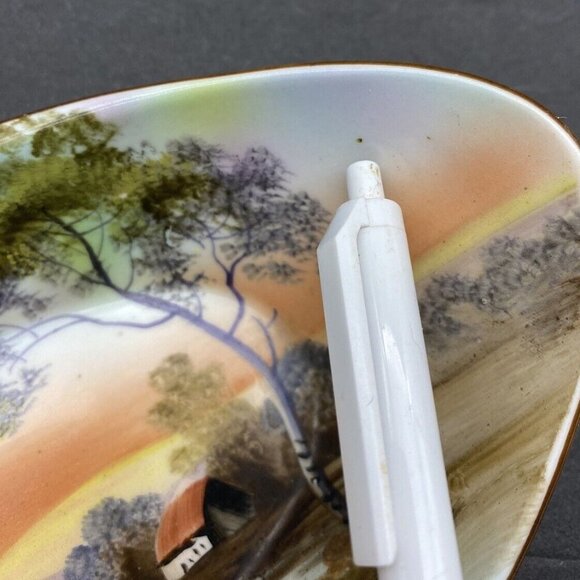 Vintage Noritake Celery Dish Hand Painted House Lake Japan Oblong Decorative - Picture 7 of 13